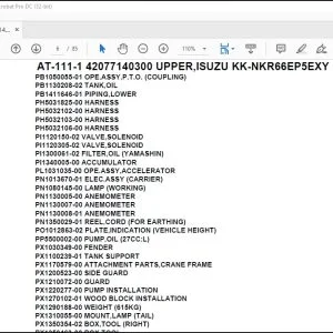 Tadano Crane AT-111-1 42077140300 UPPER,ISUZU KK-NKR66EP5EXY Parts Catalog Manual - PDF DOWNLOAD