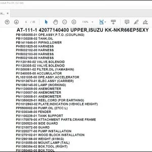 Tadano Crane AT-111-1 42077140400 UPPER,ISUZU KK-NKR66EP5EXY Parts Catalog Manual - PDF DOWNLOAD