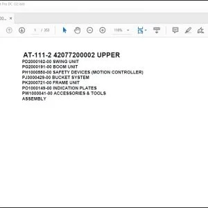Tadano Crane AT-111-2 42077200002 UPPER Spare Parts Catalog Manual - PDF DOWNLOAD