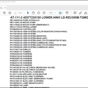 Tadano Crane AT-111-2 42077230100 LOWER,HINO LD-RZU300M-TQMQK3 Parts Catalog Manual - PDF DOWNLOAD