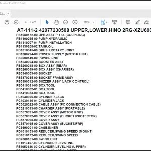 Tadano Crane AT-111-2 42077230508 UPPER,LOWER,HINO 2RG-XZU600X Parts Catalog Manual - PDF DOWNLOAD