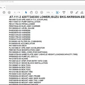 Tadano Crane AT-111-2 42077240300 LOWER,ISUZU BKG-NKR85AN-EE5AHY Parts Catalog Manual - PDF DOWNLOAD