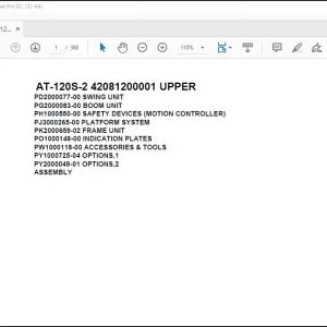 Tadano Crane AT-120S-2 42081200001 UPPER Spare Parts Catalog Manual - PDF DOWNLOAD