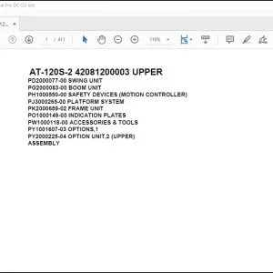 Tadano Crane AT-120S-2 42081200003 UPPER Spare Parts Catalog Manual - PDF DOWNLOAD