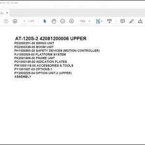 Tadano Crane AT-120S-2 42081200006 UPPER Spare Parts Catalog Manual - PDF DOWNLOAD