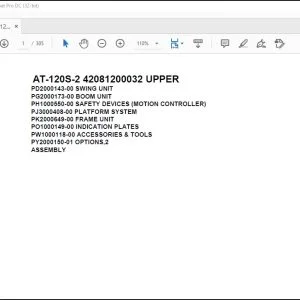 Tadano Crane AT-120S-2 42081200032 UPPER Spare Parts Catalog Manual - PDF DOWNLOAD