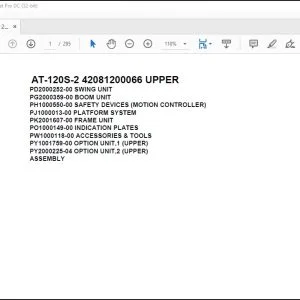 Tadano Crane AT-120S-2 42081200066 UPPER Spare Parts Catalog Manual - PDF DOWNLOAD