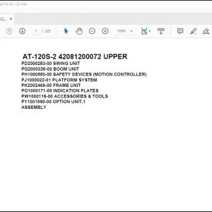 Tadano Crane AT-120S-2 42081200072 UPPER Spare Parts Catalog Manual - PDF DOWNLOAD