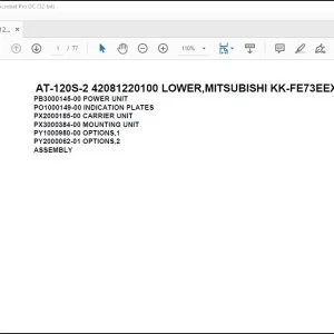 Tadano Crane AT-120S-2 42081220100 LOWER,MITSUBISHI KK-FE73EEX 6A1 Parts Manual - PDF DOWNLOAD