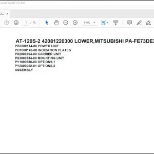 Tadano Crane AT-120S-2 42081220300 LOWER,MITSUBISHI PA-FE73DEX6A3 Parts Manual - PDF DOWNLOAD