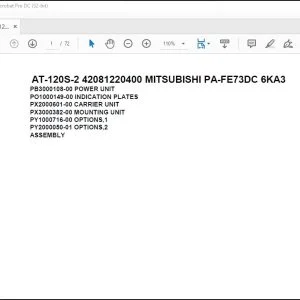 Tadano Crane AT-120S-2 42081220400 MITSUBISHI PA-FE73DC 6KA3 Parts Catalog Manual - PDF DOWNLOAD
