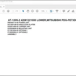 Tadano Crane AT-120S-2 42081221000 LOWER,MITSUBISHI PDG-FE73DEY 6A4 Parts Manual - PDF DOWNLOAD