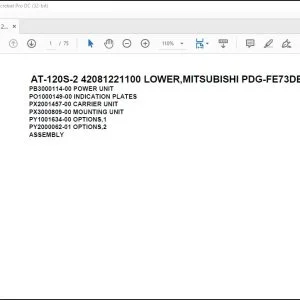 Tadano Crane AT-120S-2 42081221100 LOWER,MITSUBISHI PDG-FE73DEY 6A4 Parts Manual - PDF DOWNLOAD