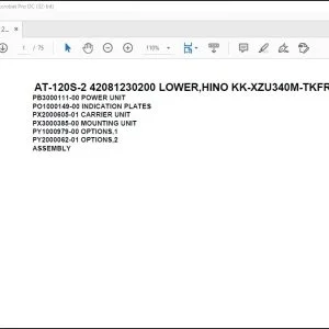 Tadano Crane AT-120S-2 42081230200 LOWER,HINO KK-XZU340M-TKFRS3 Parts Manual - PDF DOWNLOAD