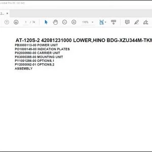 Tadano Crane AT-120S-2 42081231000 LOWER,HINO BDG-XZU344M-TKMRD3 Parts Manual - PDF DOWNLOAD