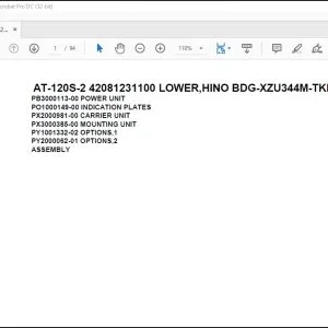 Tadano Crane AT-120S-2 42081231100 LOWER,HINO BDG-XZU344M-TKMRD3 Parts Manual - PDF DOWNLOAD