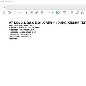 Tadano Crane AT-120S-2 42081231300 LOWER,HINO SKG-XZU650F-TKFRC6 Parts Manual - PDF DOWNLOAD