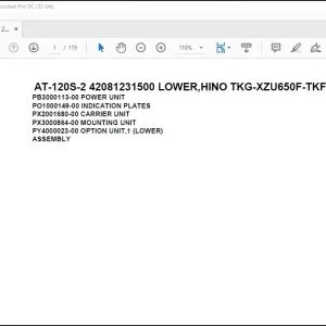 Tadano Crane AT-120S-2 42081231500 LOWER,HINO TKG-XZU650F-TKFRC6 Spare Parts Manual - PDF DOWNLOAD