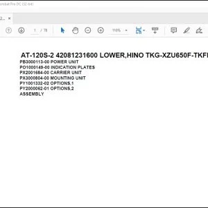 Tadano Crane AT-120S-2 42081231600 LOWER,HINO TKG-XZU650F-TKFRC6 Parts Manual - PDF DOWNLOAD