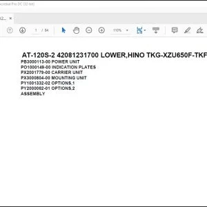 Tadano Crane AT-120S-2 42081231700 LOWER,HINO TKG-XZU650F-TKFRC6 Spare Parts Manual - PDF DOWNLOAD