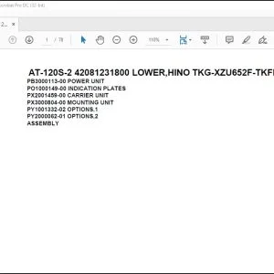 Tadano Crane AT-120S-2 42081231800 LOWER,HINO TKG-XZU652F-TKFRC6 Parts Manual - PDF DOWNLOAD