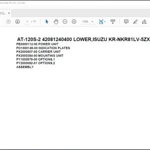 Tadano Crane AT-120S-2 42081240400 LOWER,ISUZU KR-NKR81LV-5ZXYT Parts Manual - PDF DOWNLOAD