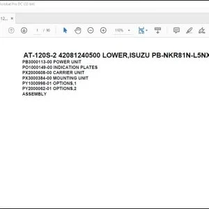 Tadano Crane AT-120S-2 42081240500 LOWER,ISUZU PB-NKR81N-L5NXY-B Parts Manual - PDF DOWNLOAD