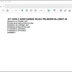 Tadano Crane AT-120S-2 42081240600 ISUZU PB-NKR81N-L5NXY-B Parts Catalog Manual - PDF DOWNLOAD