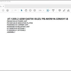 Tadano Crane AT-120S-2 42081240700 ISUZU PB-NKR81N-G5NXHY-B Parts Catalog Manual - PDF DOWNLOAD