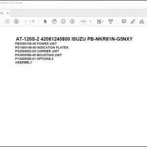 Tadano Crane AT-120S-2 42081240800 ISUZU PB-NKR81N-G5NXY Parts Catalog Manual - PDF DOWNLOAD