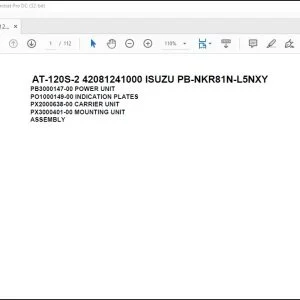 Tadano Crane AT-120S-2 42081241000 ISUZU PB-NKR81N-L5NXY Spare Parts Catalog Manual - PDF DOWNLOAD