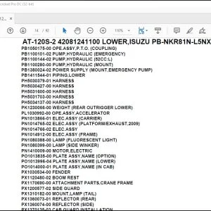 Tadano Crane AT-120S-2 42081241100 LOWER,ISUZU PB-NKR81N-L5NXY-B Parts Manual - PDF DOWNLOAD