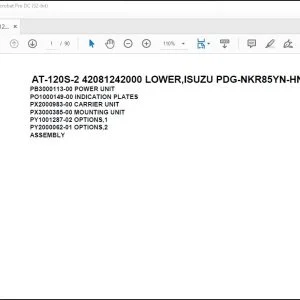 Tadano Crane AT-120S-2 42081242000 LOWER,ISUZU PDG-NKR85YN-HN5AY Parts Manual - PDF DOWNLOAD