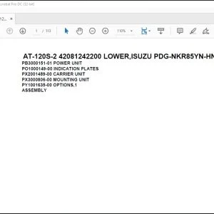 Tadano Crane AT-120S-2 42081242200 LOWER,ISUZU PDG-NKR85YN-HN5AY-D Parts Manual - PDF DOWNLOAD