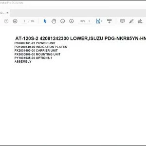 Tadano Crane AT-120S-2 42081242300 LOWER,ISUZU PDG-NKR85YN-HN5AY-M Parts Manual - PDF DOWNLOAD