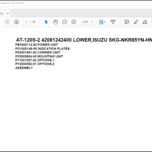 Tadano Crane AT-120S-2 42081242400 LOWER,ISUZU SKG-NKR85YN-HN5AY-M Parts Manual - PDF DOWNLOAD