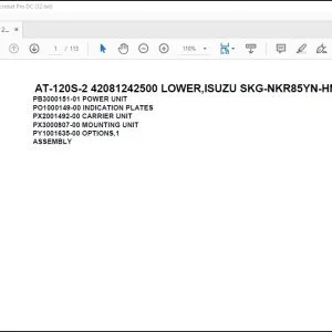 Tadano Crane AT-120S-2 42081242500 LOWER,ISUZU SKG-NKR85YN-HN5AY-D Parts Manual - PDF DOWNLOAD