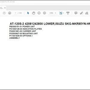 Tadano Crane AT-120S-2 42081242800 LOWER,ISUZU SKG-NKR85YN-HN5AY-D Parts Manual - PDF DOWNLOAD