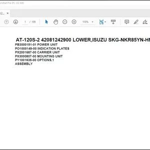 Tadano Crane AT-120S-2 42081242900 LOWER,ISUZU SKG-NKR85YN-HN5AY-D Parts Manual - PDF DOWNLOAD