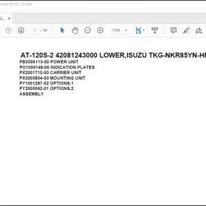 Tadano Crane AT-120S-2 42081243000 LOWER,ISUZU TKG-NKR85YN-HN5AY-M Parts Manual - PDF DOWNLOAD