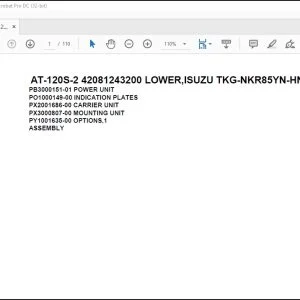 Tadano Crane AT-120S-2 42081243200 LOWER,ISUZU TKG-NKR85YN-HN5AY-D Parts Manual - PDF DOWNLOAD
