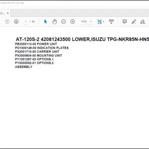 Tadano Crane AT-120S-2 42081243500 LOWER,ISUZU TPG-NKR85N-HN5AY-M Parts Manual - PDF DOWNLOAD