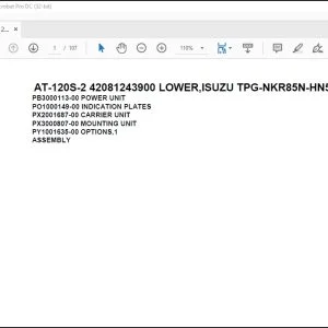 Tadano Crane AT-120S-2 42081243900 LOWER,ISUZU TPG-NKR85N-HN5AY-D Parts Manual - PDF DOWNLOAD