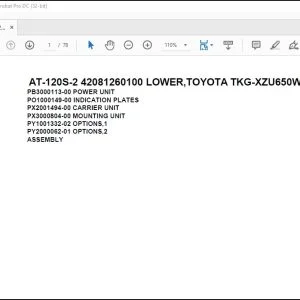 Tadano Crane AT-120S-2 42081260100 LOWER,TOYOTA TKG-XZU650W-TKFRC6 Parts Manual - PDF DOWNLOAD