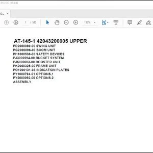 Tadano Crane AT-145-1 42043200005 UPPER Spare Parts Catalog Manual - PDF DOWNLOAD