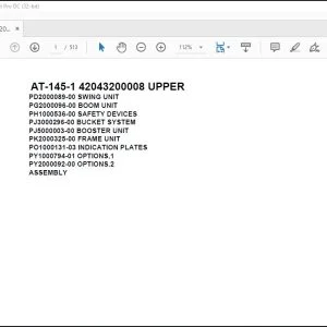 Tadano Crane AT-145-1 42043200008 UPPER Spare Parts Catalog Manual - PDF DOWNLOAD