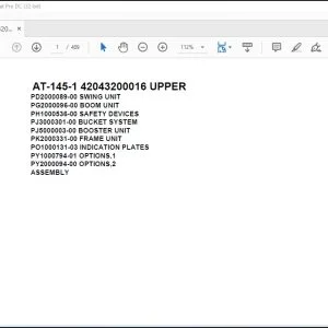 Tadano Crane AT-145-1 42043200016 UPPER Spare Parts Catalog Manual – PDF DOWNLOAD