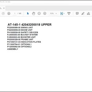 Tadano Crane AT-145-1 42043200018 UPPER Spare Parts Catalog Manual  -  PDF DOWNLOAD