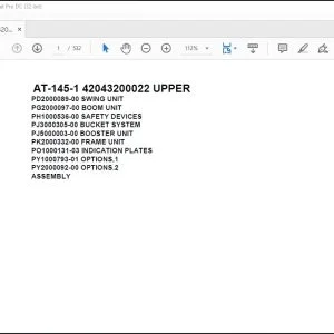 Tadano Crane AT-145-1 42043200022 UPPER Spare Parts Catalog Manual - PDF DOWNLOAD