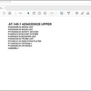 Tadano Crane AT-145-1 42043200028 UPPER Spare Parts Catalog Manual - PDF DOWNLOAD